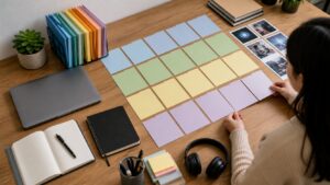 Organized beginner AI curriculum table with blank module folders and study materials